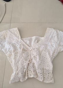 Chic White Eyelet Crop Top