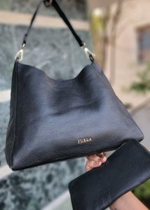 Furla Leather Hobo Bag &amp; Wallet Combo