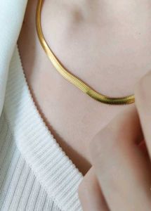 Gold Flat Snake Chain Necklace
