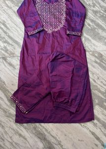 Elegant Purple Kurta Set with Embellishments