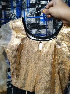 Black Golden Sequence Heavy Gown