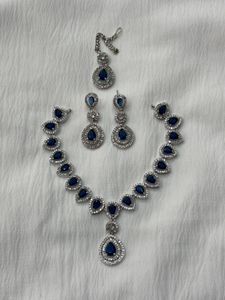 Royal Blue V-Shape AD Necklace Set 💙