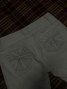 low waisted white bootcut