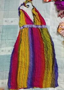 Bohemian Tie-Dye Halter Dress