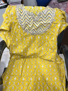 Yellow Printed Kurta Pant Set