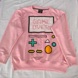 Pink "Game Over" Graphic Sweatshirt