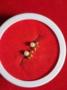 Gold Pearl Stud Earrings