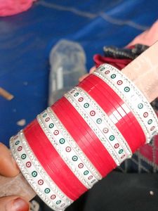 Red &amp; White Chura Bangles