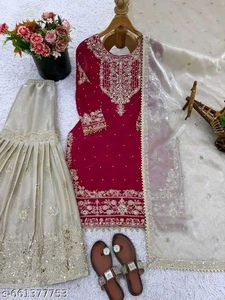 Elegant Red Sharara Suit Set