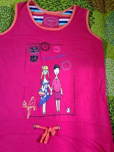 Cute Pink Knee Length Nightdress For Women
