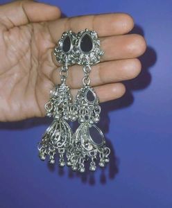 Oxidized Silver Jhumka - Coins only