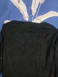 Elegant Black Tie-Sleeve Sweater