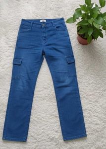 Blue Denim Cargo Pants