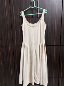 Cream Sleeveless Midi Dress
