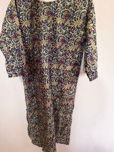 Blue Kalamkari Printed Kurti