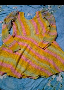 Vibrant Yellow Dhoti Pants &amp; Printed Kurti Set