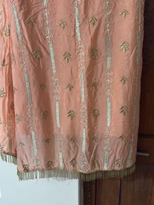 Peach Embroidered Sleeveless Kurta