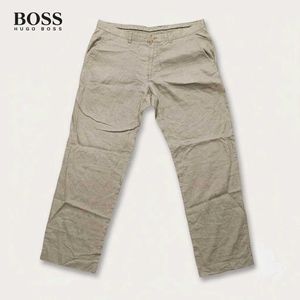 HUGO BOSS 'Relaxed Fit' Linen-Blend Chino Trousers