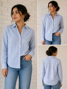 Classic Blue Striped Button-Up Shirt