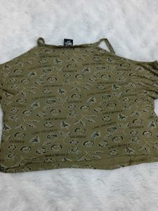 Cute Olive Green Smiley World Top