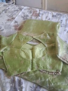 Pure Tissue pista Choli with stylish blouse