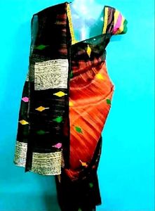 Rust colour organza saree