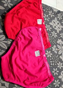 Pink &amp; Red Colour Two Panty Set For Women