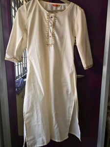 Cream Embroidered Kurta