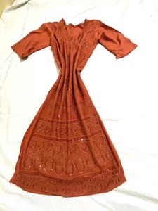 Women's Embroided Long Coral Kurti