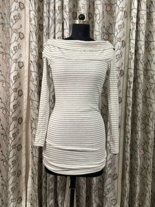Striped Off-Shoulder Long Sleeve Top