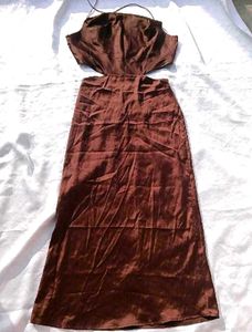 Brand New (Urbanic) Coffee Brown Satin Slip Dress