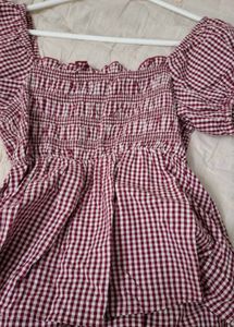 Red Gingham Puff babydoll top