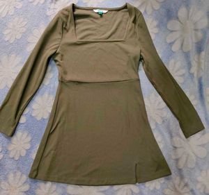Mini Ribbed A-Line Full Sleeves Dress