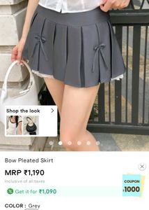 Chic Grey Pleated Skirt with Bows
