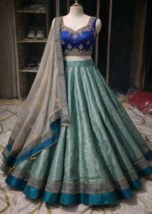 Stunning Teal Embroidered Lehenga Choli