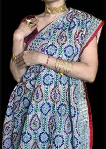 Embroidered cotton Silk Duppatta with sequins Work