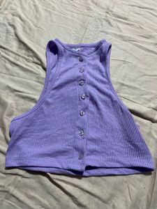 Cute Purple Button Tank Top