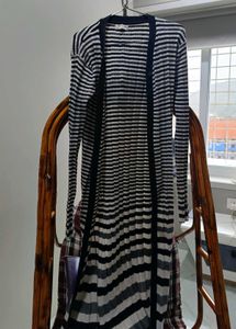 Chic Striped Longline Cardigan