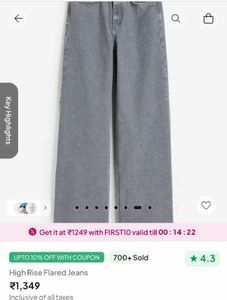 newme Asia grey jeans high flared not used