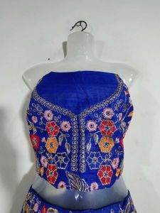 Blue Embroidered Lehenga Material (Women's)