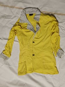 Yellow Polka Dot Collar Blazer top