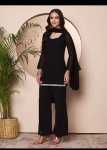 Y2K Viral Black Kurta Set with Bell Sleeve