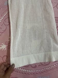 Cream Wide-Leg Knit Pants