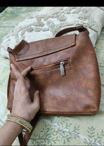 Brown Faux Leather Crossbody Bag