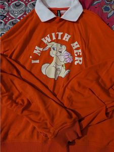 Orange Collared Sweatshirt