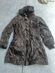 Stylish Black Padded Coat with Hood