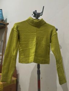 Lime Green Mock Neck Sweater