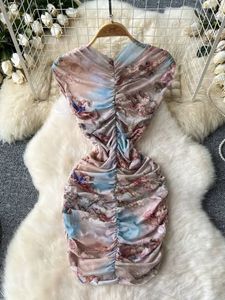Mesh Ruched Bodycon Dress