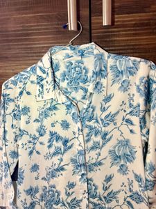 Blue Floral Button-Down Shirt