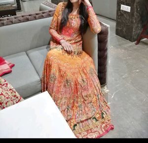 Paisley Print Heavy orange Gown